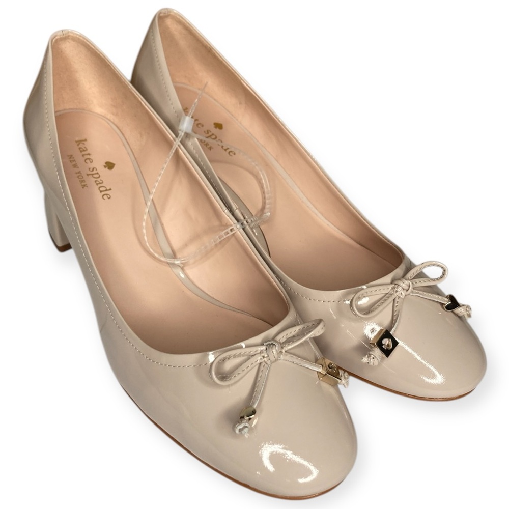 Kate Spade New York 10 Bev Bette Bow Tusk Patent Leather Block Heels